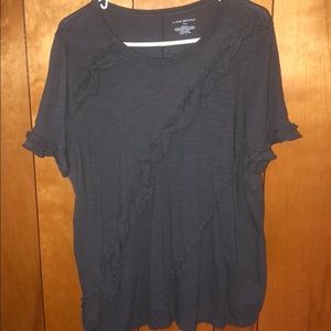 Gray ruffled short sleeve shirt